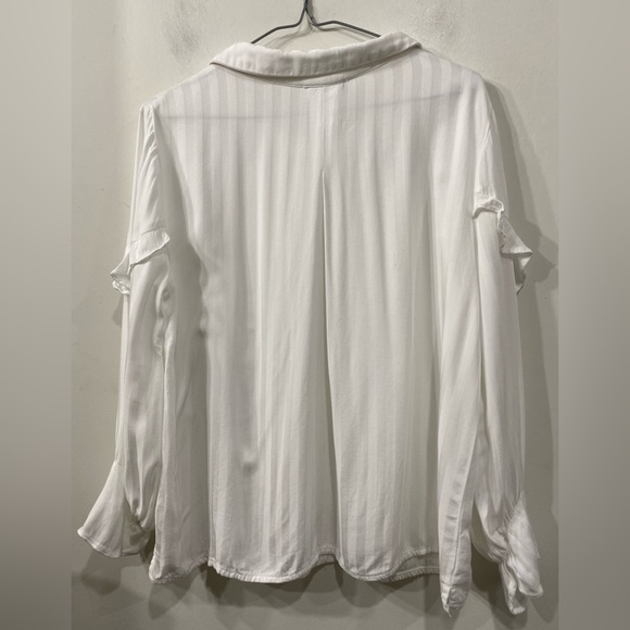 Current Air Anthropology White Long Sleeve Blouse Ruffles size S - Picture 8 of 12